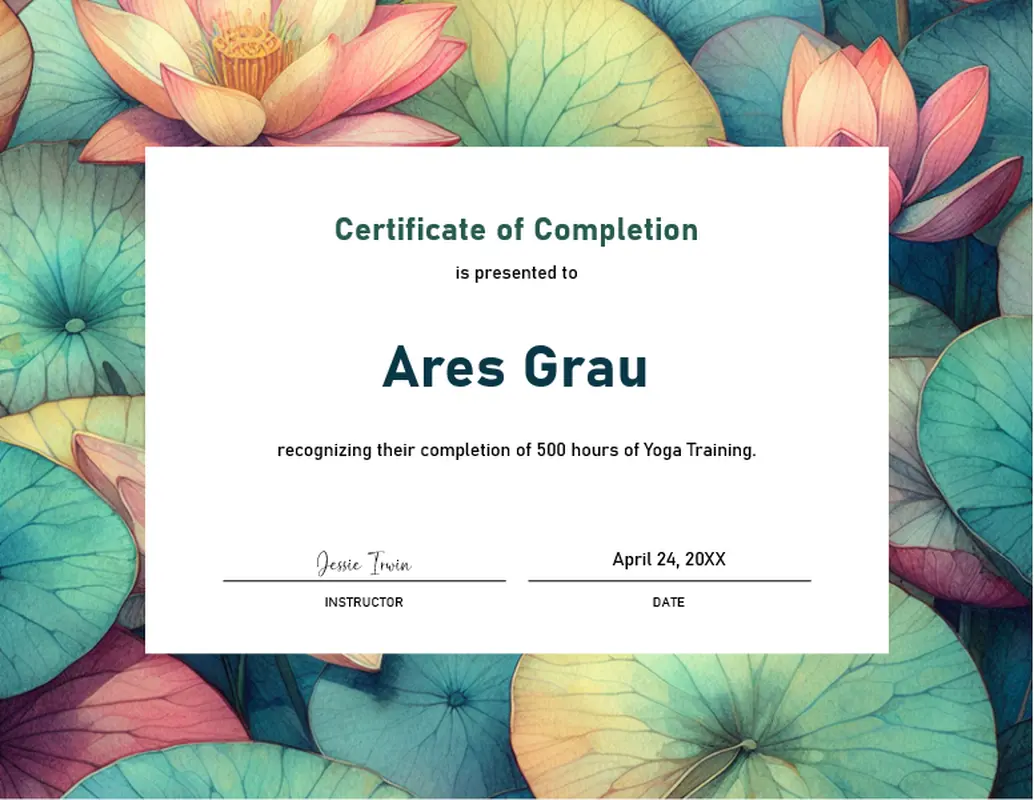 Yoga training certificate